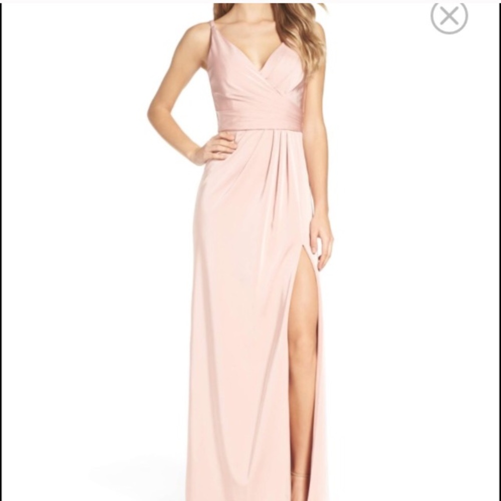 Xscape blush floor length dress